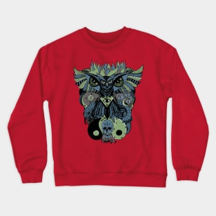 Mellow Cool Owl And Ageless Skull Crewneck Sweatshirt